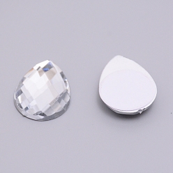 Kristall Extra großer Schmuckaufkleber, Acryl Strass Cabochon zum Aufkleben, mit selbstklebend, facettiert, Träne, Kristall, 25x18x5 mm