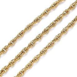 Золотой Ионное покрытие (ip) 304 канатные цепи из нержавеющей стали, пайки, с катушкой, золотые, 3 мм, около 10 м / рулон