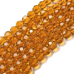 (932FM) Темно-синий аква-матовый с подкладкой Прозрачные стеклянные бусины, граненый (32 граней), круглые, темно-золотистые, 10 мм, отверстие : 1.8 мм, около 66~68 шт / нитка, 24.02~24.13 дюйм (61~61.3 см)