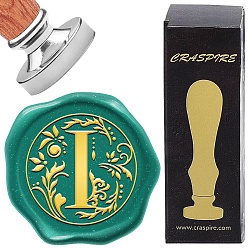 Letter I Наборы штампов для скрапбукинга своими руками, 1поликарбонатная латунная восковая печать с серебряным покрытием и 1поликарбонатной деревянной ручкой, Буква "i", штамп: 25x15 мм