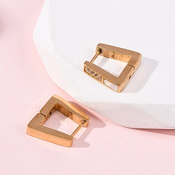 Настоящее золото 18K 304 серьги-кольца трапециевидной формы из нержавеющей стали с прозрачным кубическим цирконием, с 316 нержавеющей сталью и белым корпусом, ионное покрытие (ip), реальный 18 k позолоченный, 12.5x15x3 мм