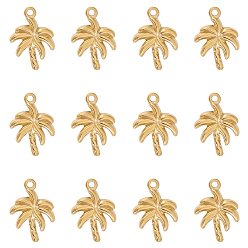 Real 18K Gold Plated 12Pcs 304 Stainless Steel Pendants, Coconut Tree Charm, Real 18K Gold Plated, 20.8x14.4x3mm, Hole: 2mm