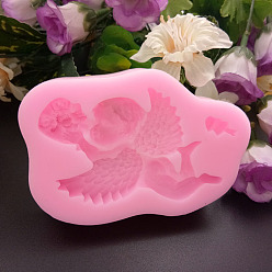 Random Single Color or Random Mixed Color Angel Shape DIY Food Grade Silicone Molds, Fondant Molds, For DIY Cake Decoration, Chocolate, Candy, UV Resin & Epoxy Resin Jewelry Making, Random Single Color or Random Mixed Color, 90x63x16mm