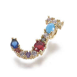 Letter J Подвески латунные горный хрусталь, с кубического циркония, буквы, золотые, красочный, letter.j, 19x12.5x3 мм, отверстие : 3.5x2 мм