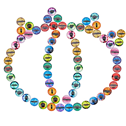 (52) Непрозрачная лаванда 200 полукруглые / куполообразные стеклянные кабошоны с принтом в виде глаз дракона., разноцветные, 12x4 мм