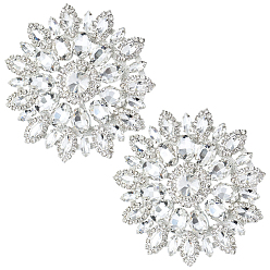 Crystal 2Pcs Glass Hotfix Rhinestone, DIY Sewing Supplies, Flower, Crystal, 110x9mm