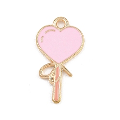Сердце Подвески из сплава с эмалью ко дню святого валентина, золотой свет, сердце, 22x15x1.4 мм, отверстие : 1.8 мм