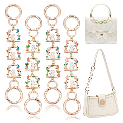 (52) Непрозрачная лаванда Кошка с качелями из сплава эмаль звенья удлинители кошелька, с пружинными кольцами ворот, разноцветные, 16.2 см, 4 цветов, 1 шт / цвет, 4 шт / комплект