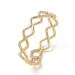 Настоящее золото 18K Ионное покрытие (IP) 304 волнистые кольца на палец из нержавеющей стали для женщин, реальный 18 k позолоченный, 4.5 мм, внутренний диаметр: 17 мм