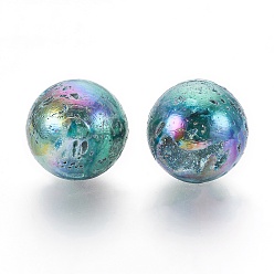 Turquoise Electroplated Natural Quartz Home Display Decorations, Multi-color Plated, Round, Turquoise, 38~40mm