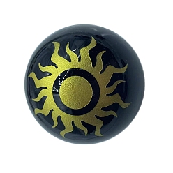 Солнце Украшения из натурального обсидиана с пескоструйной обработкой, для домашнего офисного стола, круглые, солнце, 50 мм