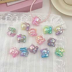 (52) Непрозрачная лаванда УФ-покрытие имитация желе акриловые бусины, радужный, медведь, градиент цвета, разноцветные, 27.5~28x26.5~27x19 мм, отверстие : 3.5 мм