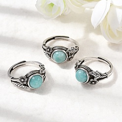 Амазонит Натуральные кольца амазонитовых пальцев, медные кольца, античное серебро, 11 мм, внутренний диаметр: 18~19 мм