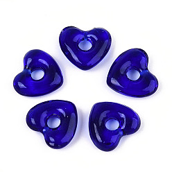 Темно-Синий Бусины лэмпворк , сердце, темно-синий, 13.5~14x15x4.5~5 мм, отверстие : 3.8 мм