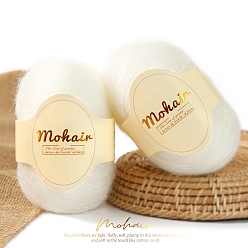 Белый Пряжа мохер, длинная шерстяная пряжа для вязания, для одежды шарфы свитера шали шапки, белые, 0.5~1 мм, около 109.36 ярдов (100 м) / моток