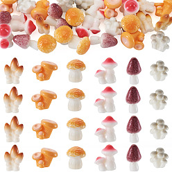 Mixed Color 30Pcs 6 Colors Mushroom Themes Resin Display Decorations, for Home Office Decorations, Mixed Color, 8.5~23x13~23.5mm, 5pcs/style