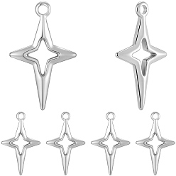 Нержавеющая Сталь Цвет 12 шт. 304 подвески из нержавеющей стали, звезда очарование, цвет нержавеющей стали, 27.5x17.5x2.5 мм, отверстие : 2 мм