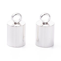 Серебро 201 концы из нержавеющей стали шнур, Торцевые крышки, колонка, серебряные, 9x5 мм, отверстие : 2 мм, внутренний диаметр: 4 мм