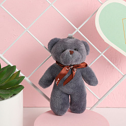 Gris Mignon peluche pp coton ours poupée pendentif décorations, avec les accessoires en alliage, pour la décoration de sac porte-clés, grises , 12 cm