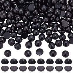 Черный 200шт. кабошоны из дерева схима, окрашенные, полукруглый, чёрные, 14x7.5 мм