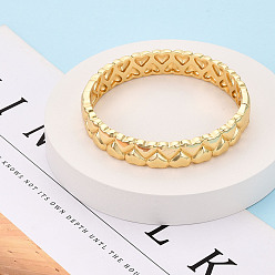 Настоящее золото 18K Латунные браслеты, Шарнирные браслеты для женщин, сердце, реальный 18 k позолоченный, 1/2 дюйм (1.15 см), внутренний диаметр: 2-3/8 дюйм (5.9 см)