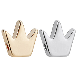 Real Gold Plated & Real Platinum Plated 40шт 2 цвета латунные бусины для изготовления ювелирных изделий, корона, без никеля , настоящее золото и платина, 8x8x3 мм, отверстие : 1.5 мм, 20 шт / цвет