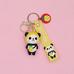 Yellow Silicone Panda Keychain for Women, Car Charm Bag Pendant, Yellow, 10.5cm