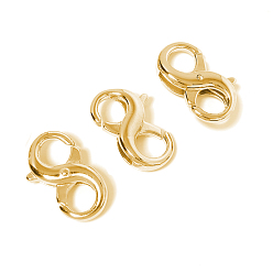 Light Gold Brass Double Opening Lobster Claw Clasps, Infinity, Light Gold, 13x8.5x3mm