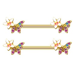 Золотой Кольца для сосков из сплава, булавки для пирсинга сосков, бабочка, золотые, 32 мм