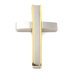 Золотой & Цвет Нержавеющей Стали Ионное покрытие (ip) 304 подвески из нержавеющей стали, крест очарование, золотые и нержавеющая сталь цвет, 39x24.5x7 мм, отверстие : 5x3 мм