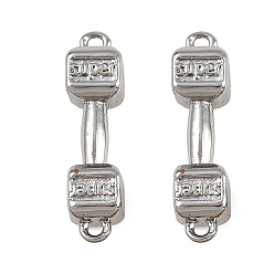 Платина Подвески из латуни, супер гантели ссылки, стойки покрытие, без свинца и без кадмия, долговечный, платина, 19x5x5 мм, отверстие : 1.2 мм