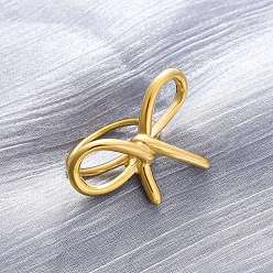Золотой 304 кольца для пальцев из нержавеющей стали для женщин, ионное покрытие (ip), бантом, золотые, размер США 7 (17.3 мм)