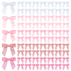 (52) Непрозрачная лаванда 75шт 5 цвета полиэстер бант, с проволочными стяжками, для поделок подарочная упаковка свадебные конфеты украшение партии, разноцветные, 100x87x6.5 мм, 15 шт / цвет