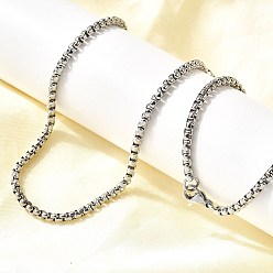 Нержавеющая Сталь Цвет 3мм 201 ожерелья из нержавеющей стали с цепочкой-коробкой, долговечный, стойки покрытие, цвет нержавеющей стали, 27.60 дюйм (70.1 см)