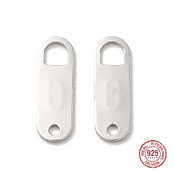 Platinum Anti-Tarnish 925 Sterling Silver Links, Chain Tabs, with 925 Stamp, Platinum, 11x3.5x0.5mm, Hole: 1&1.3x1.3mm