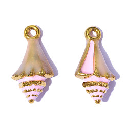 Pink 304 подвески из нержавеющей стали, с эмалью, раковины прелести, зеркальная полировка, ионное покрытие (ip), реальный 18 k позолоченный, розовые, 21x11 мм, отверстие : 2 мм