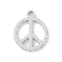 Peace Sign Не тускнеющие 304 подвески из нержавеющей стали, лазерная резка, цвет нержавеющей стали, знак мира, 10x8x1 мм, отверстие : 1 мм