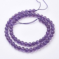 Amethyst Natural Amethyst Bead Strands, Round, 6~6.5mm, Hole: 0.5mm, about 64pcs/strand, 15.5 inch(39.5cm)