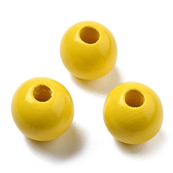 Желтый Шима деревянные бусины, круглые, бусины с большим отверстием, желтые, 28x26 мм, отверстие : 8.5 мм