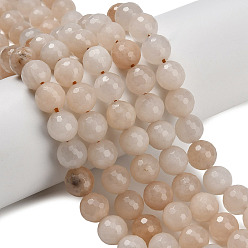 Розовый Авантюрин Натуральный розовый авантюрин бисер нитей, граненые, круглые, 10 мм, отверстие : 1 мм, около 38~39 шт / нитка, 15.16'' (38.5 см)