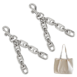 Platinum Alloy Mariner Link Chain Purse Strap Extenders, with Swivel Eye Bolt Snap Hooks, Platinum, 12cm