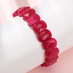 Белый Нефрит Браслеты из окрашенного натурального белого нефрита, эластичные, унисекс., овальные, бусины : 14x10x5 мм, внутренний диаметр: 2.17 дюйм (5.5 см)