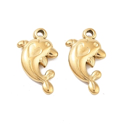 Настоящее золото 18K Ионное покрытие (ip) 304 подвески из нержавеющей стали, дельфин с сердечками, реальный 18 k позолоченный, 20x12x3.5 мм, отверстие : 1.6 мм