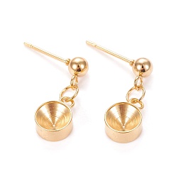 Золотой 201 Настройки серьги из нержавеющей стали, с 304 штифтов из нержавеющей стали, для заостренного горного хрусталя, золотые, 18 мм, штифты : 0.9 мм, пригодный для стразов 7 мм