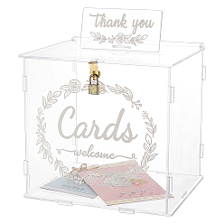 Прозрачный Прямоугольная акриловая коробка для свадебных открыток с железным замком, чехол для свадебных открыток для приема, свадебная копилка для украшения вечеринки, прозрачные, 25.5x21.5x32 см