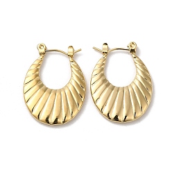 Настоящее золото 18K Покрытие стойки 304 толстые серьги-кольца из нержавеющей стали для женщин, круассан, реальный 18 k позолоченный, 26x19x3 мм