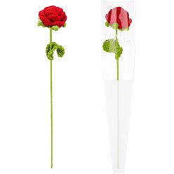 Rosy Brown Cotton Knitting Artificial Flower, Ornament Accessories, with Package Bag, Rose, Red, 420mm