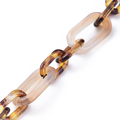 пшеница Акриловые цепочки Фигаро ручной работы, Имитация драгоценных камней в стиле и леопардовый принт, овальные, для изготовления ювелирных изделий, цвет пшеницы, ссылка: 20.5x11x3 mm, 14x8x2 мм, 39.37 дюйм (1 м) / прядь