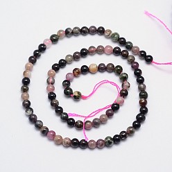 Tourmaline Natural Tourmaline Round Bead Strands, 5mm, Hole: 1mm, about 86pcs/strand, 15.5 inch