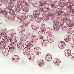 Medium Orchid Czech Fire Polished Glass Beads, Faceted, Drum, Medium Orchid, 2x2mm, Hole: 0.6mm, about 1170pcs/bag